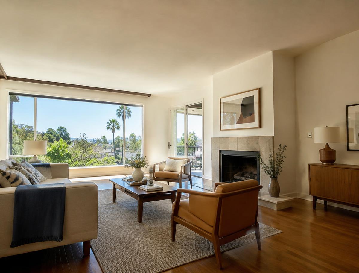 Sunlit living room in a Los Angeles home
